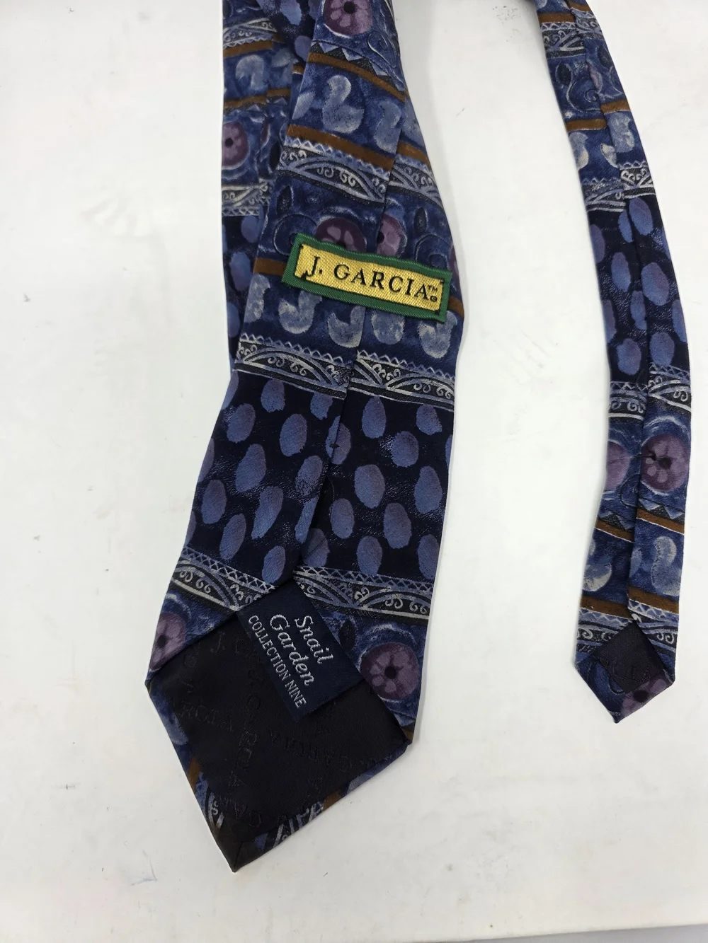 J Garcia Snail Garden Collection 9 Blue Silk Necktie Stonehenge
